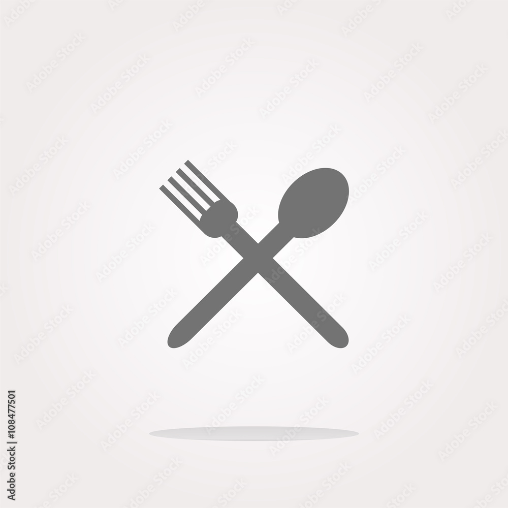 vector Food button, spoon and fork on web icon vector Food button, spoon and fork on web icon
