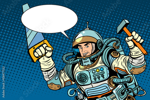 Astronaut with tools for repair