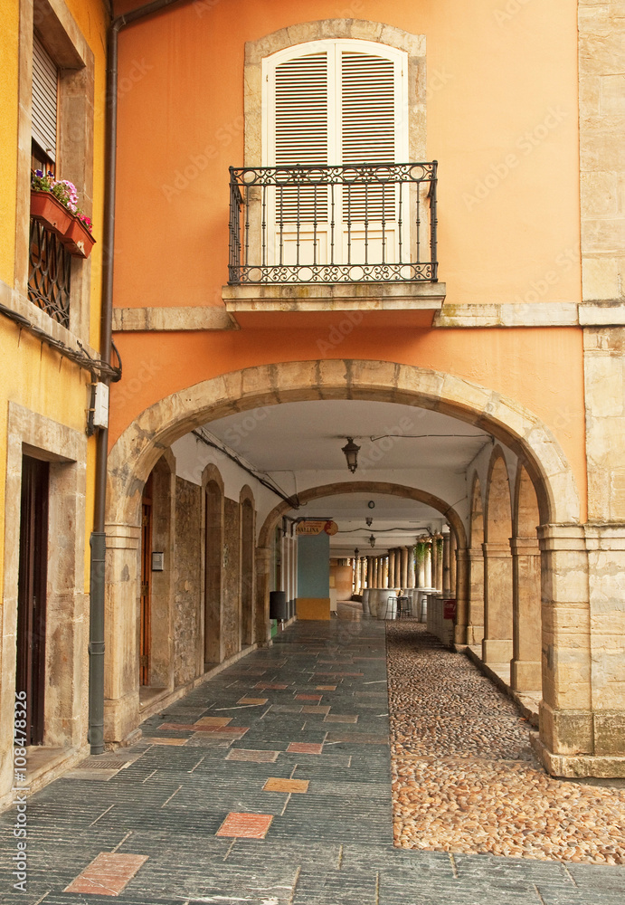 Fototapeta premium Nice houses in the old town of Aviles, Spain