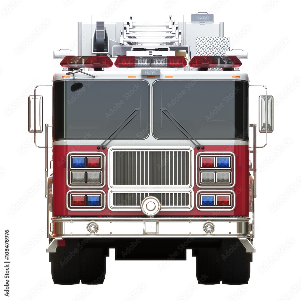 Poster, Foto Generic firetruck illustration front view on a white ...