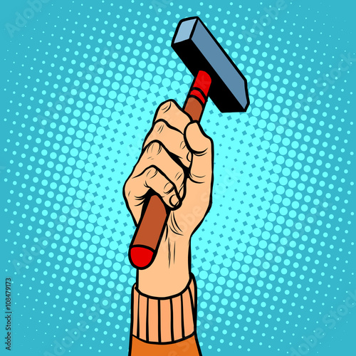 Hand with hammer vector illustration