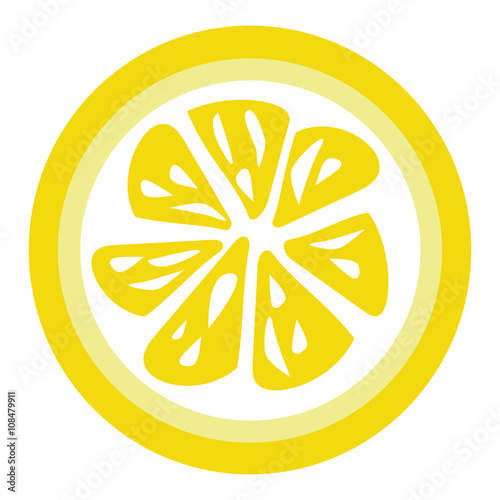 Yellow lemon slice isolated on white