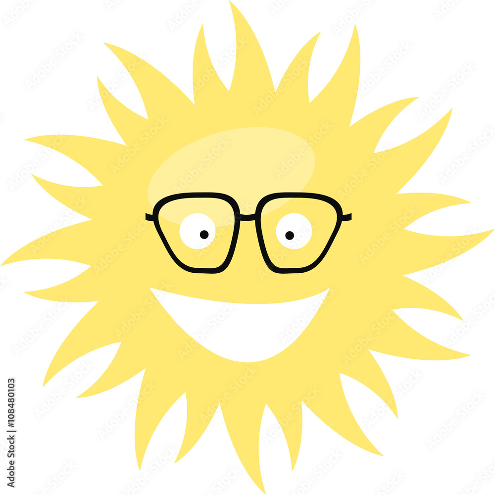 Sun with glasses - vector illustration 