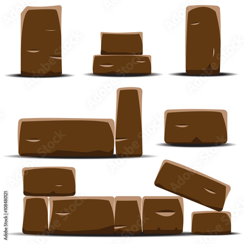 Set of cartoon vector stones. Vector illustration.