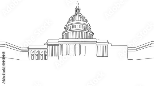 4K US Capitol Building in Washington DC handdrawn Minimal Design Animation