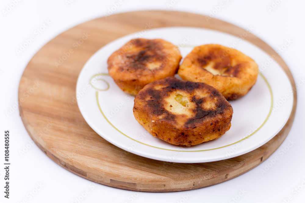 Three homemade donuts served on the plate