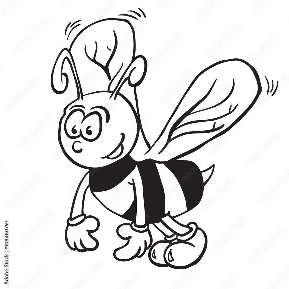 simple black and white bee cartoon simple black and white bee cartoon