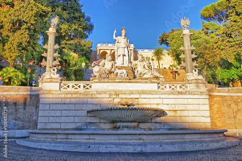Rome between Tiber and Aniene Fountain in Piazza del Popolo
