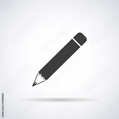 Pencil icon with shadow, isolated on a white background, vector stylish illustration for web design