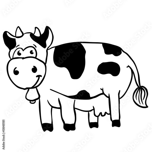 simple black and white cow