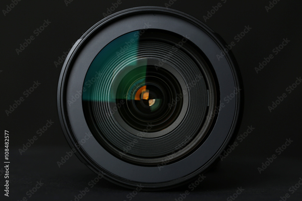 Camera Lens on the black background