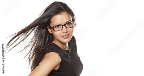 beautiful young woman with glasses