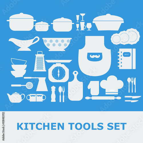 Kitchen Tools White Silhouette Vector icons set © nataliya_ua