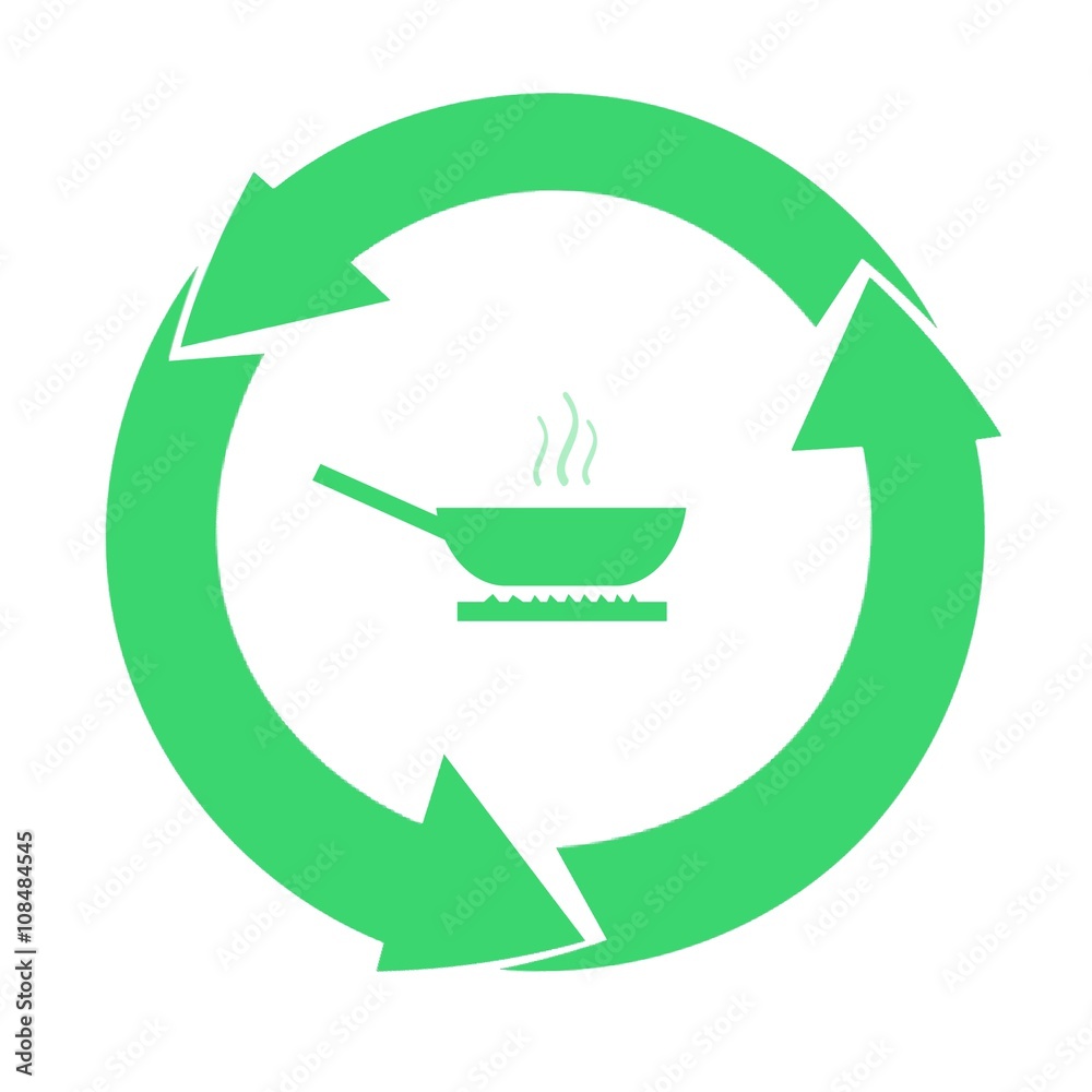 Poêle dans un symbole recyclage Poêle dans un symbole recyclage