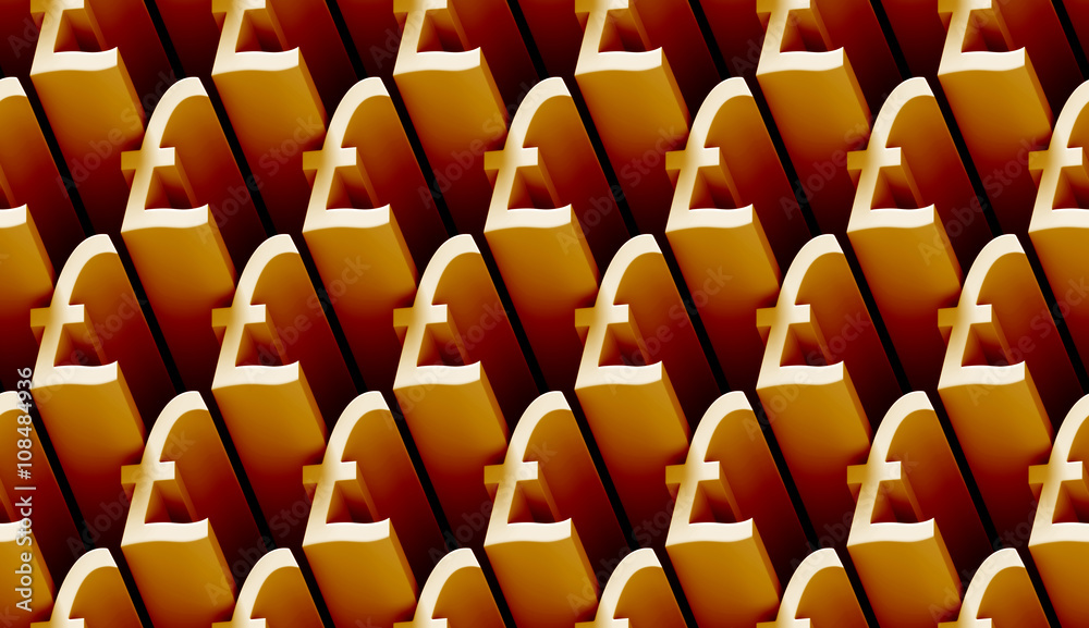 Obraz premium seamless 3d pattern of golden pound sterling signs