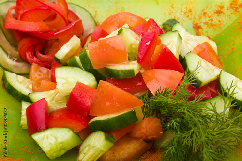 sliced tomato and cucumber