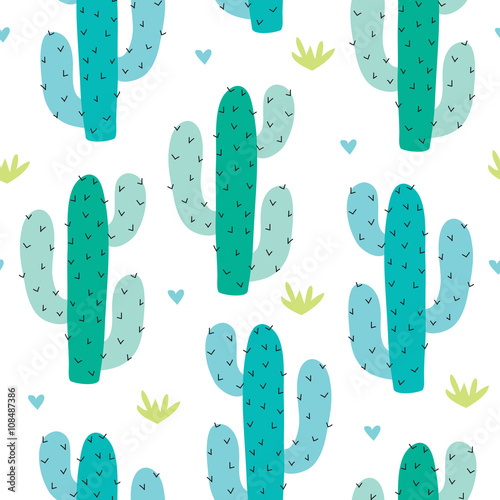 seamless cactus pattern vector illustration