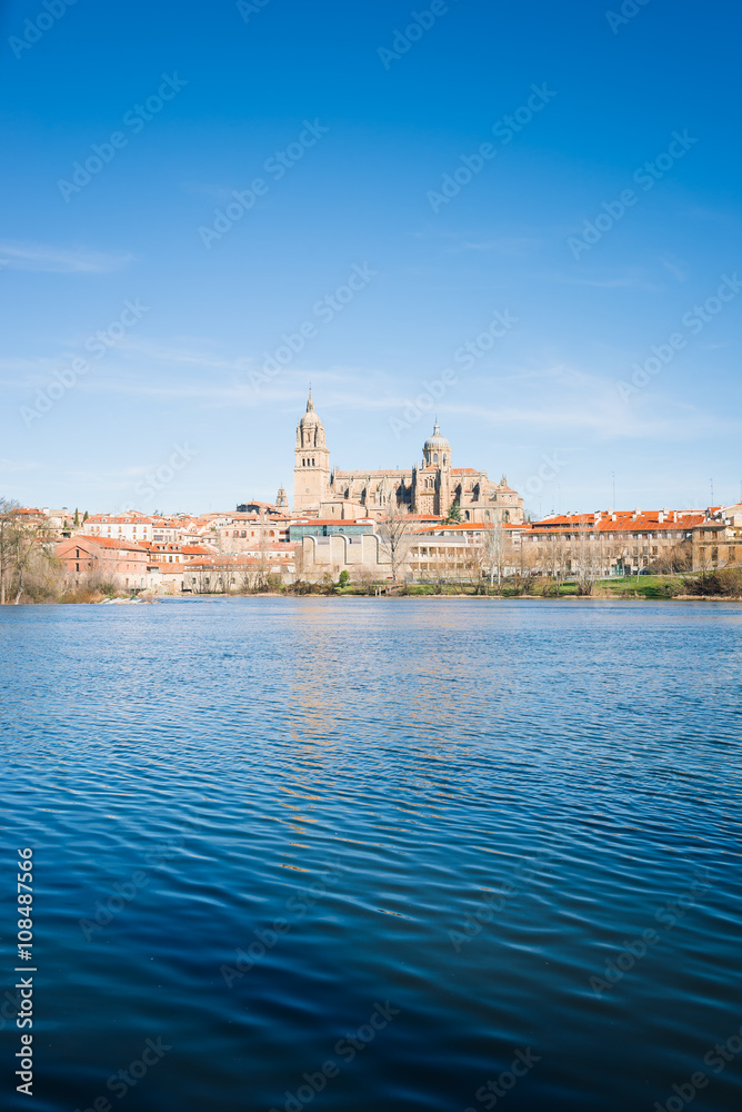 Salamanca with Tormes River and Cathedral. Spain
