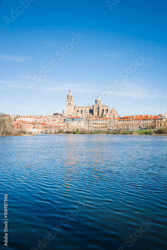 Salamanca with Tormes River and Cathedral. Spain
