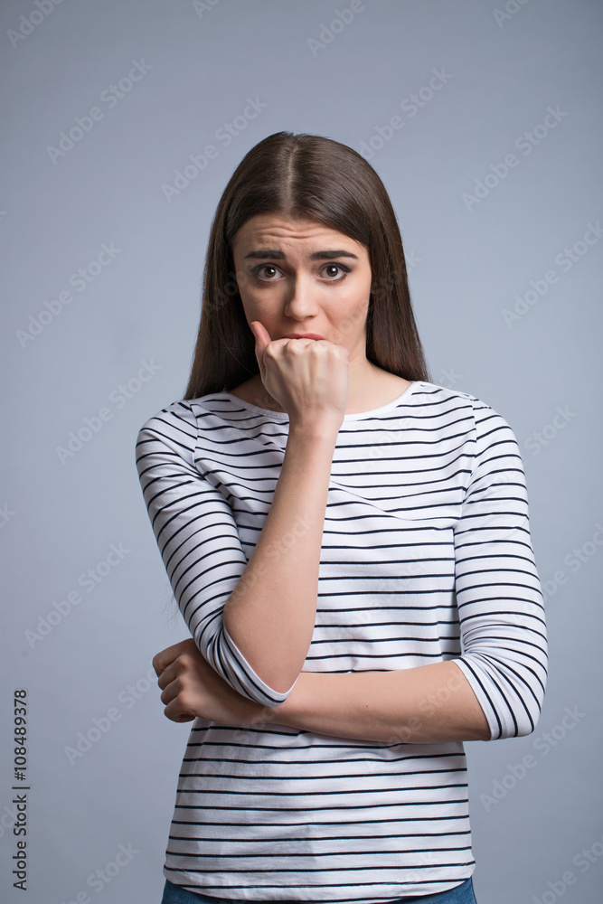Nice girl expressing fear Nice girl expressing fear