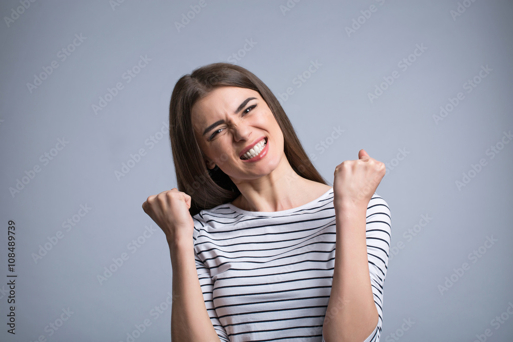 Nice girl feeling overjoyed. Nice girl feeling overjoyed.