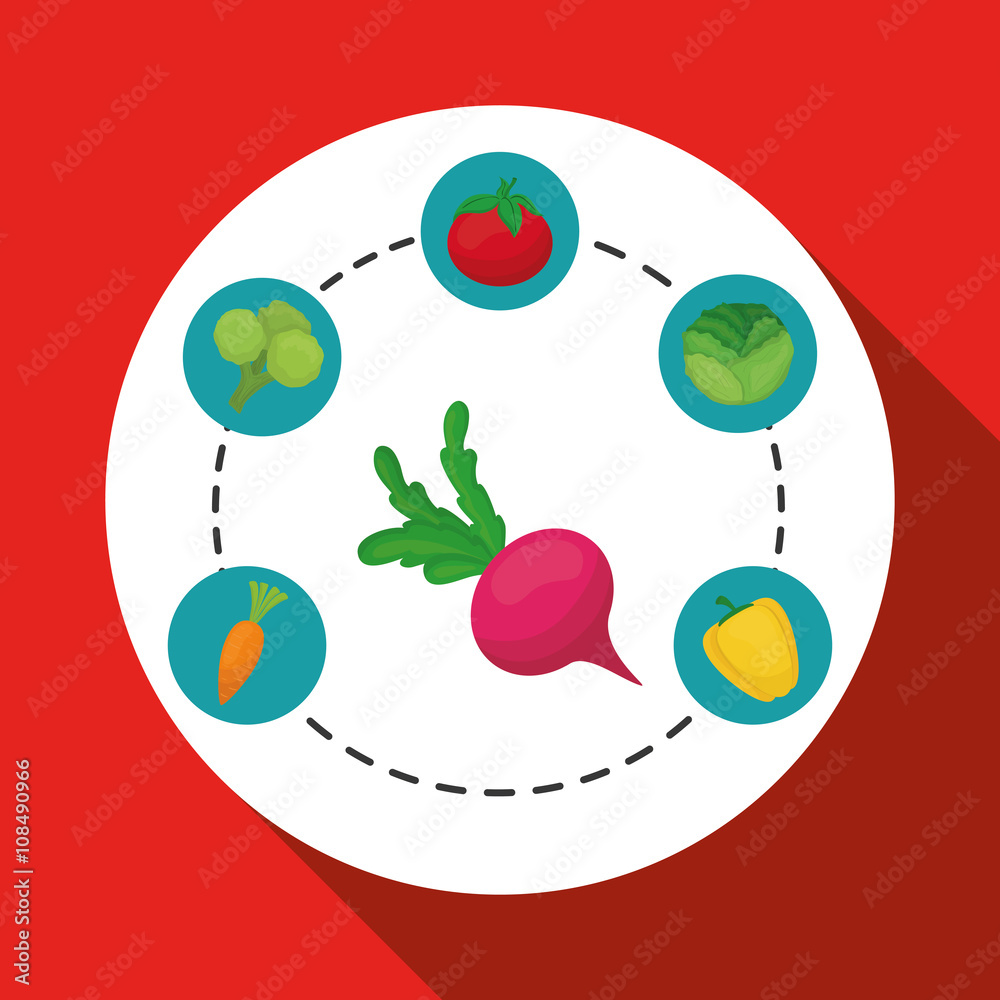 Vegetable design over white background, vector illustration