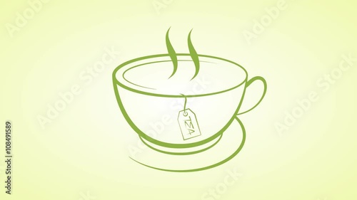 hot tea cup beverage icon 4k animation background