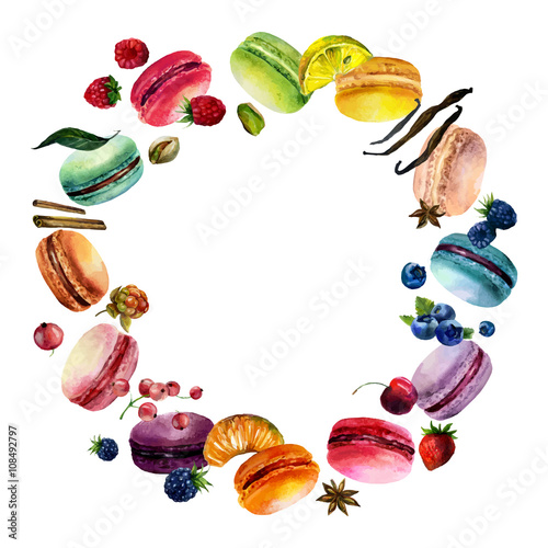 Watercolor Macaron Round Frame