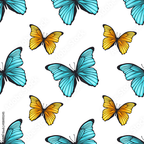 Seamless pattern with bright butterflies © irenemuse