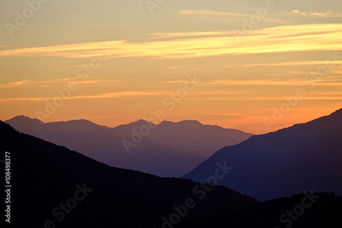 Sunrise with Clouds over Mountains. California, United States. 