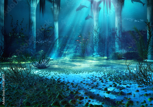 Fototapeta 3D renderowane Underwater Fantasy Landscape