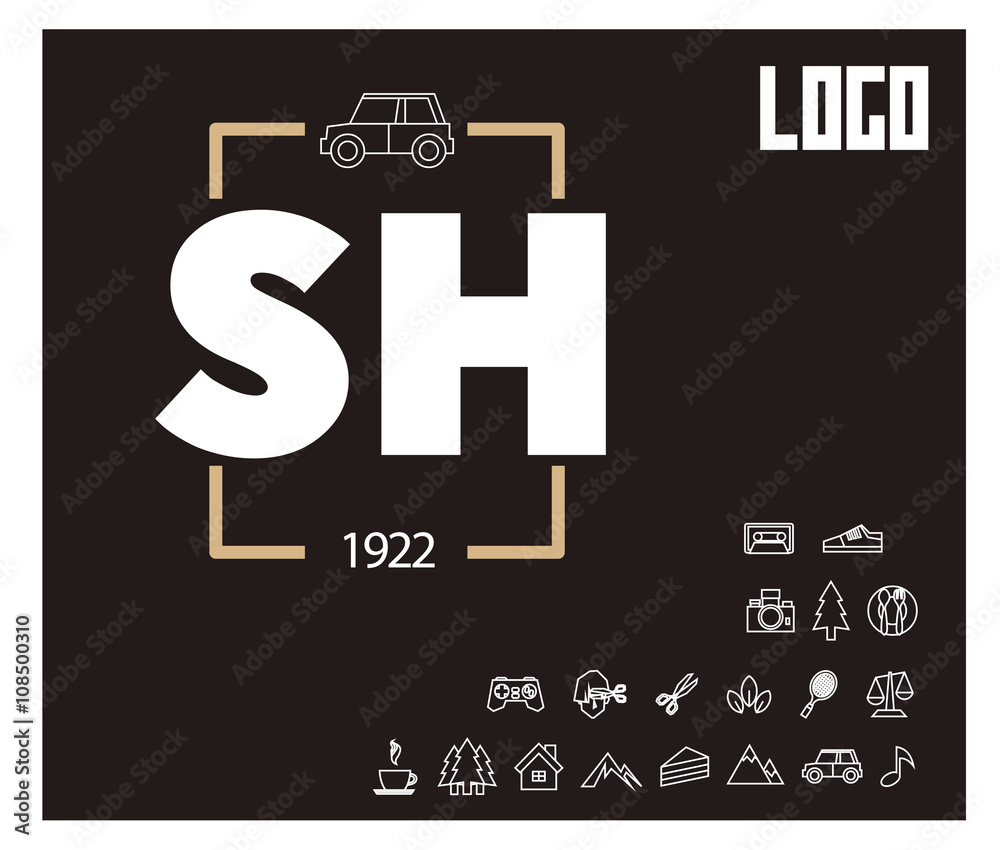 Fototapeta premium SH Initial Logo for your startup venture