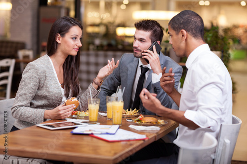group of young Business people enjoy in lunch at restaurant