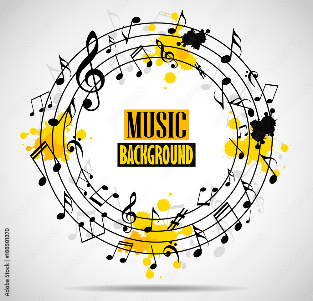 Naklejka premium Abstract musical background with notes