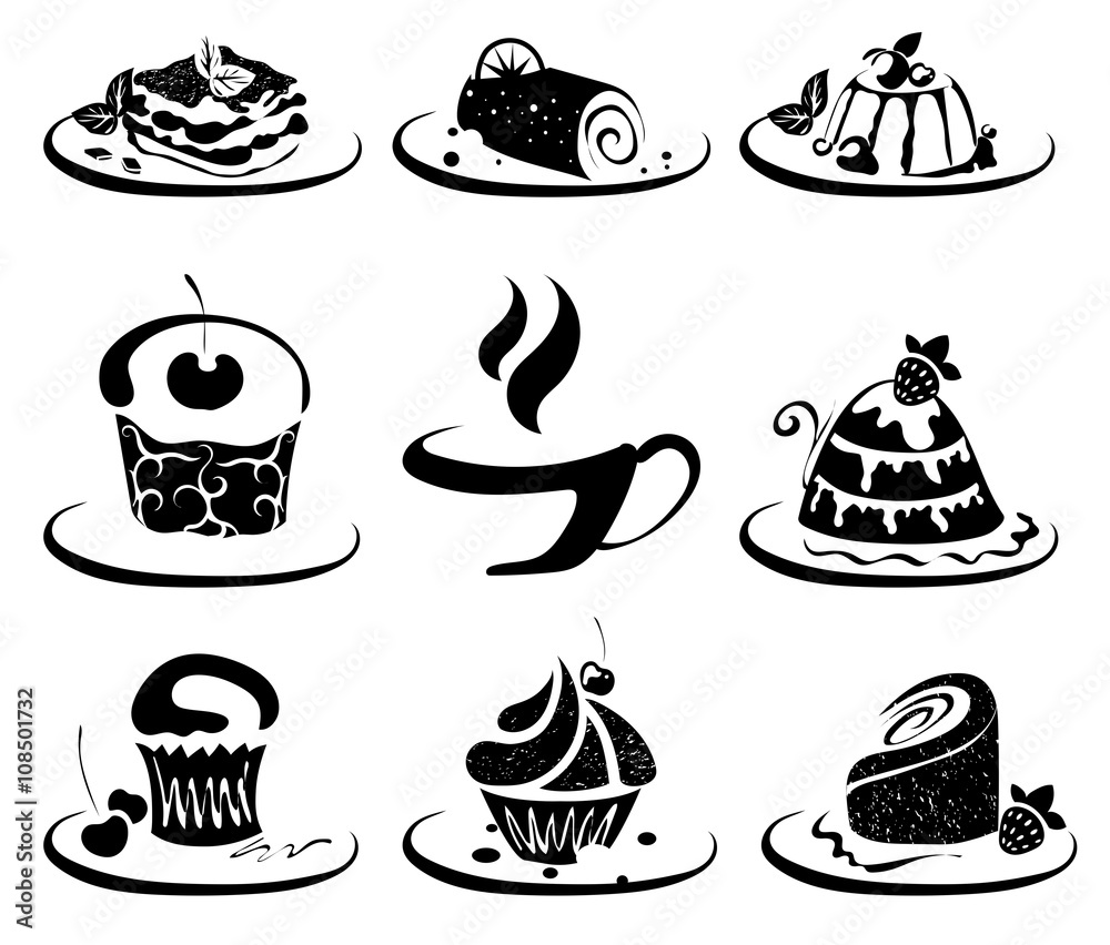 Collection of sweet dessert isolated on white Collection of sweet dessert isolated on white