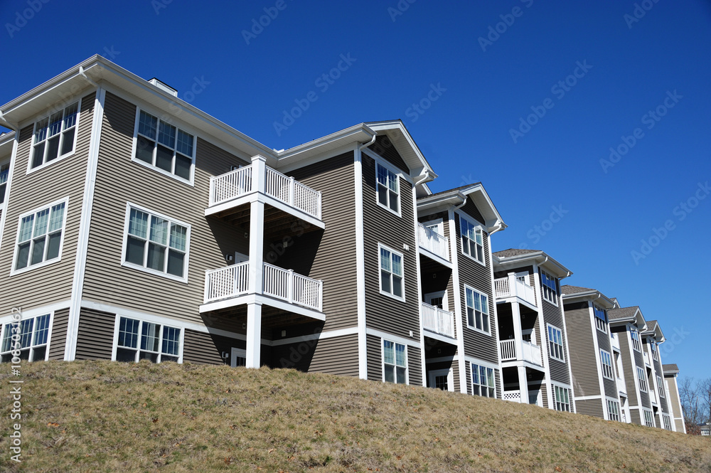Low angle view of modern apartment building in NH Low angle view of modern apartment building in NH