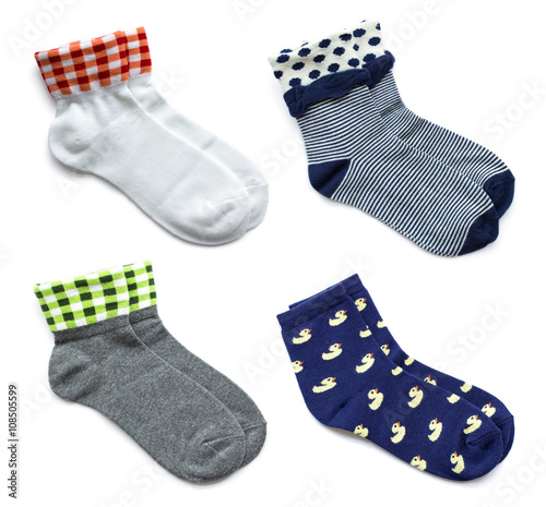 set of socks isolated on white background