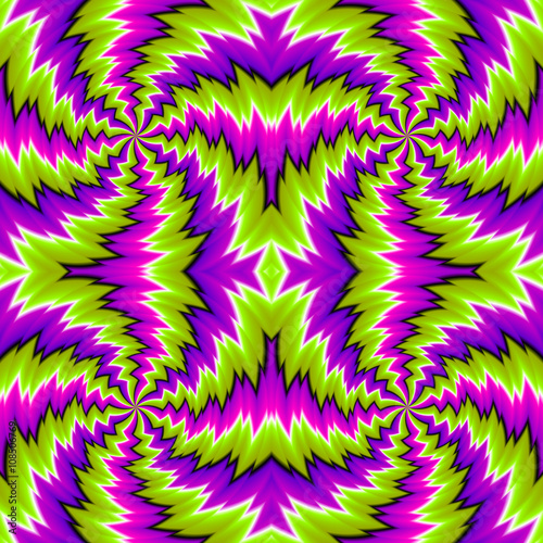 Green background with spin illusion. Seamless pattern.