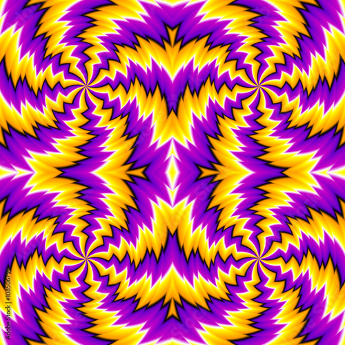 Yellow background with spin illusion. Seamless pattern.