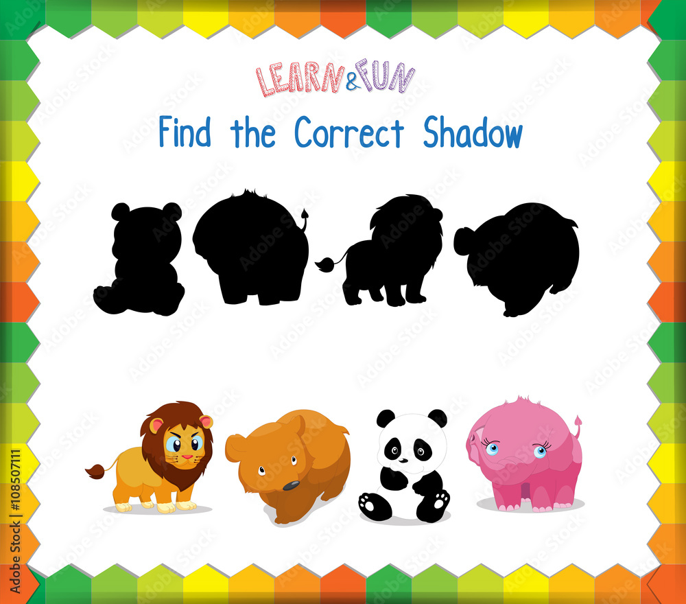 Fototapeta premium Find the correct Animals shadow