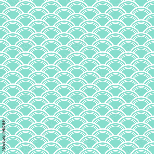 aqua & white fish scales pattern, seamless texture background