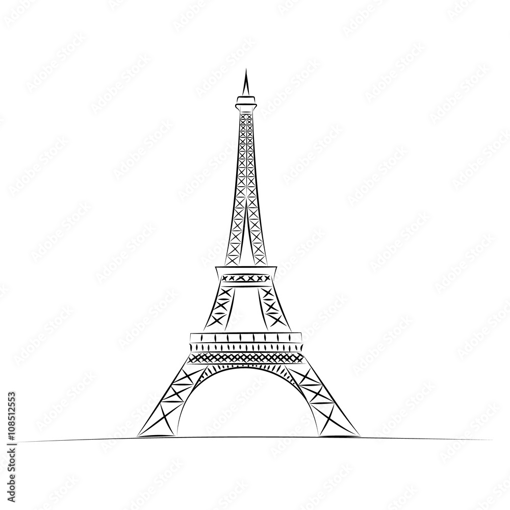 eiffel tower hand drawn vector illustration