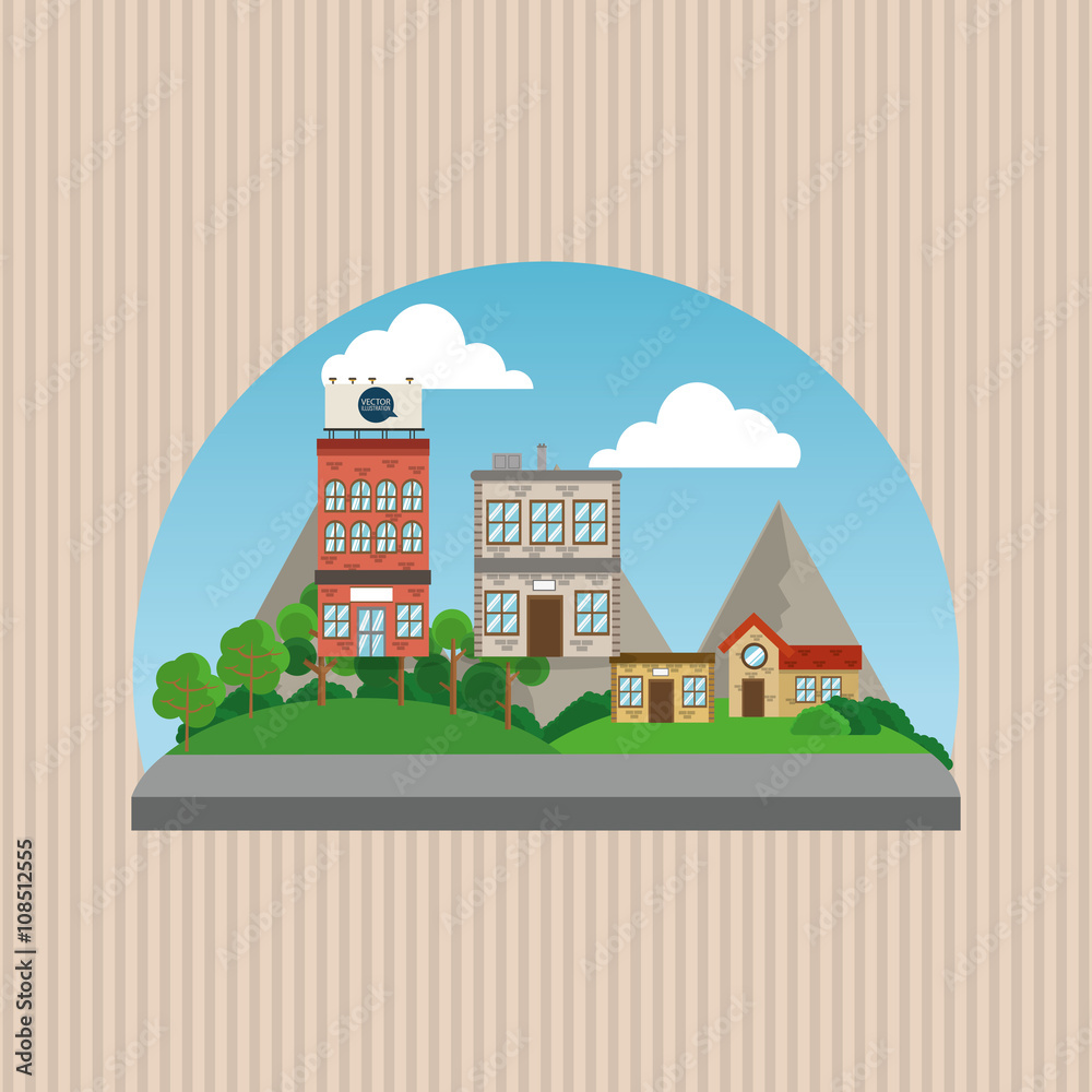Illustration of nature city, vector design, building and real estate related