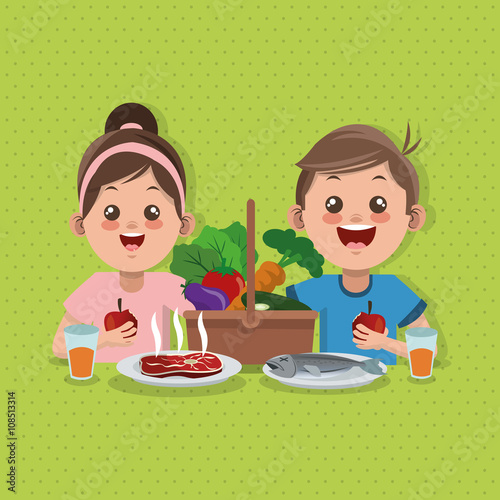 Illustration of kids menu, vector design, food and nutrition related