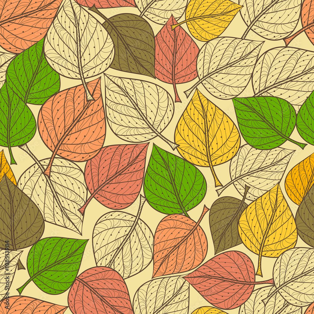 vector pattern of delicat openwork leaves