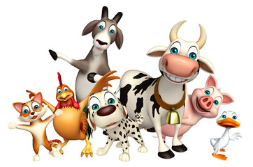 Wandcirkels Cartoons Vrolijke boerderijdieren verzameling  © visible3dscience