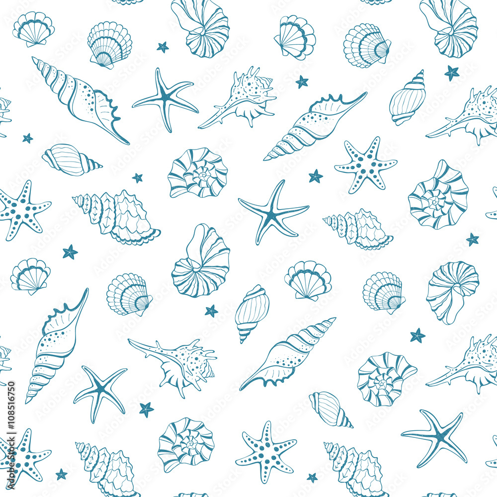 Seashells seamless background Seashells seamless background