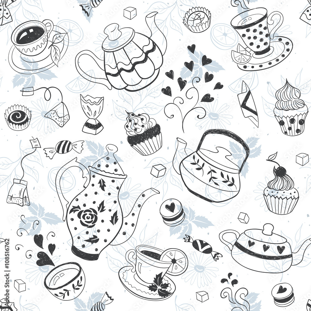 teapots and cups background teapots and cups background