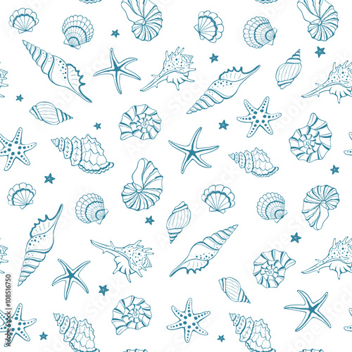 Seashells seamless background