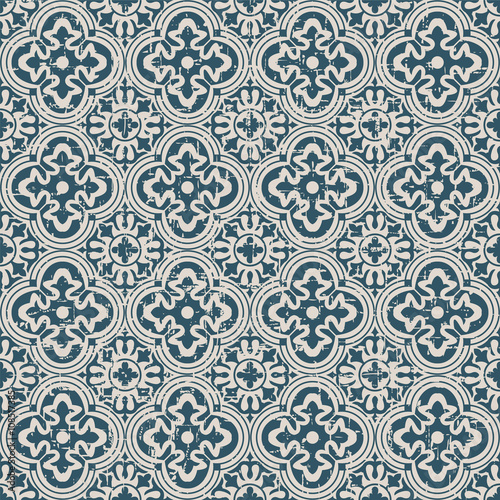 Seamless worn out antique background 029_round curve flower cross